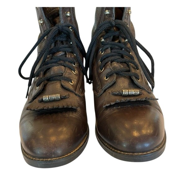 Ariat Boots Kiltie Packer Dark Brown Leather Round Toe Lace Up Womens Sz 8.5B - Picture 2 of 12